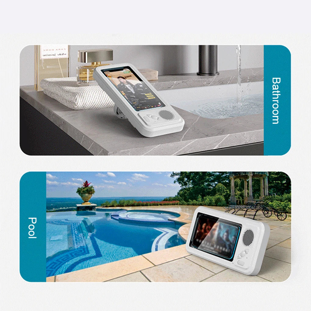 Waterproof Shower Phone Holder, Bluetooth Speaker