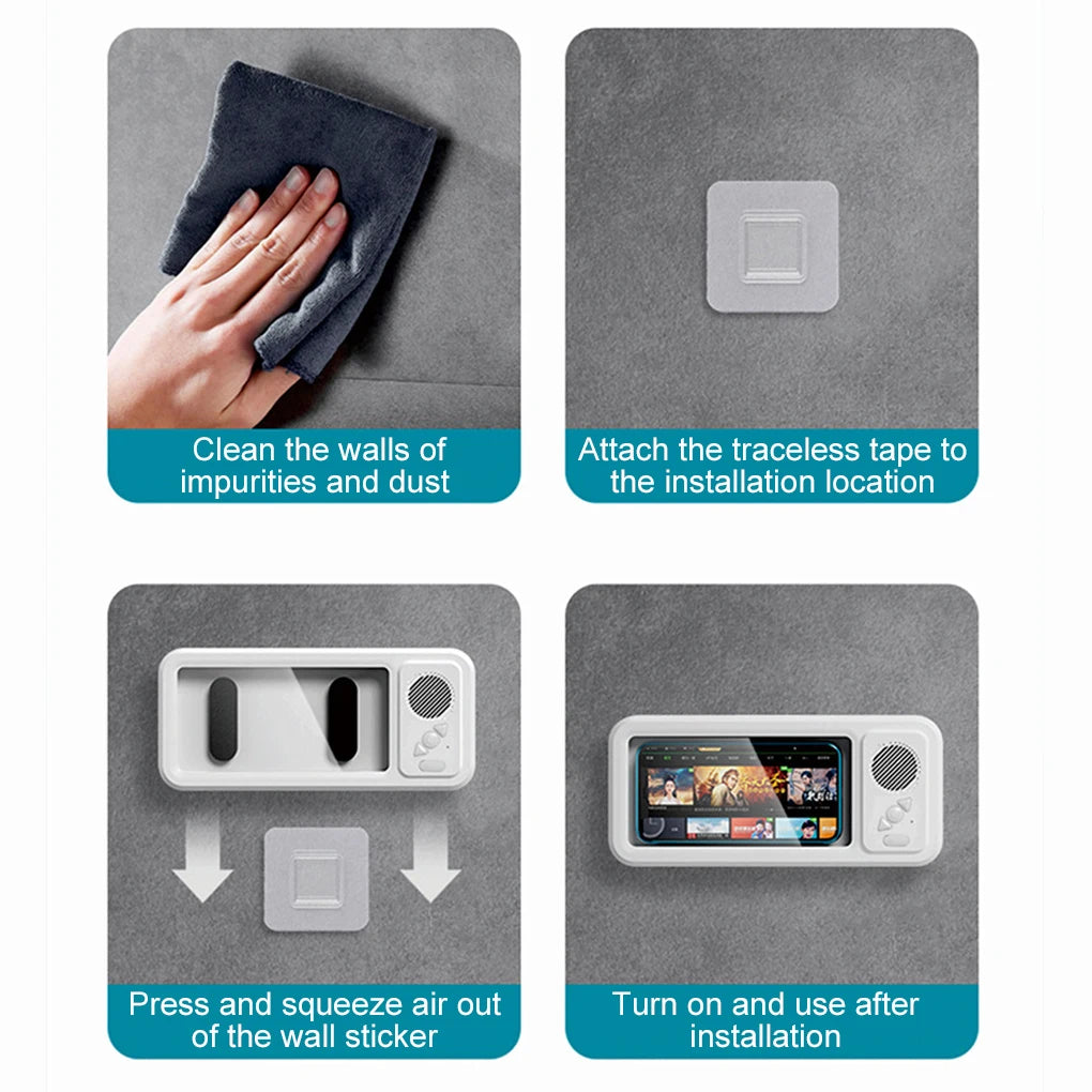 Waterproof Shower Phone Holder, Bluetooth Speaker