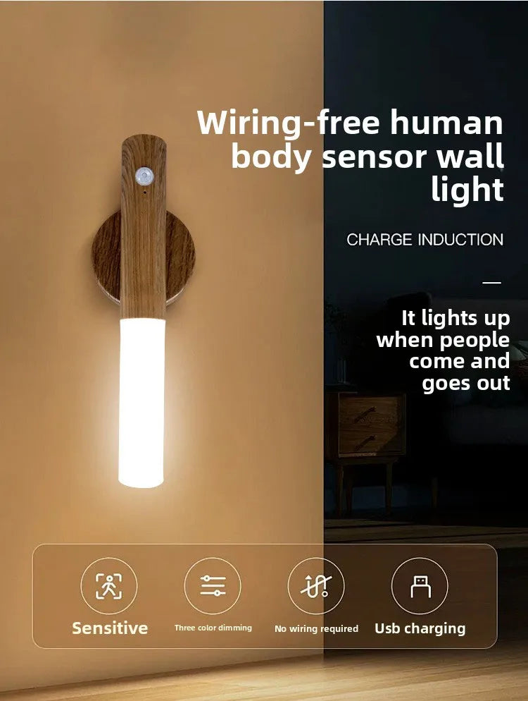 LED Night Light USB Charging Intelligent Human Induction For Bedside Cabinet Home Wardrobe Lighting Motion Sensor Light Led Lamp
