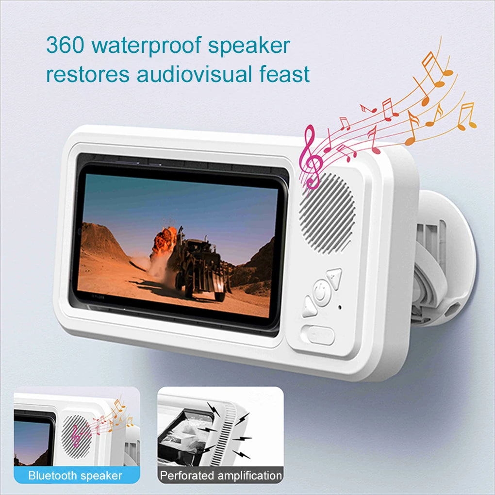 Waterproof Shower Phone Holder, Bluetooth Speaker